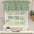 thumbnail image 2 of 2 Pack Green Moroccan Valances for Windows Bedroom Living Room Window Treatments, Morocco Boho Ethnic Abstract Geometric Rod Pocket Valance Drapes Short Kitchen Curtains Over Sink 60"x18", 2 of 8