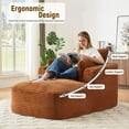 thumbnail image 4 of 64" L Oversized Chaise Lounge Chair Indoor, Boneless Couch Chair with 3 Pillows, Comfy Reading Chairs with Wide Arms, No Assembly Required Corduroy Couch, Sleeper Sofa for Living Room (Orange), 4 of 8