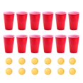 thumbnail image 1 of sweethay Juego de 12 unidades de juego de fiesta, pelota de tenis de , juego de tazas de bebida, tazas de plástico para bebidas de fiesta Kits de decoración para fiestas red, 1 of 6
