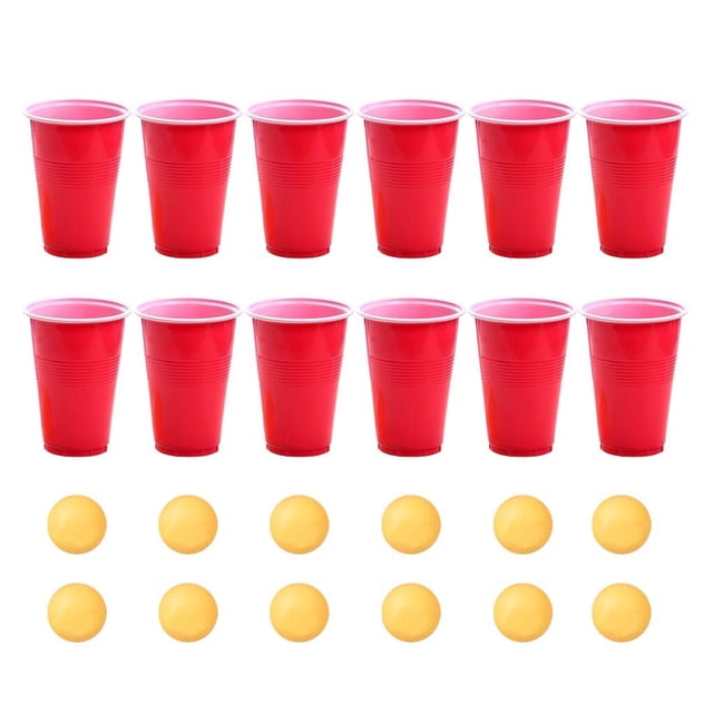 sweethay Juego de 12 unidades de juego de fiesta, pelota de tenis de , juego de tazas de bebida, tazas de plástico para bebidas de fiesta Kits de decoración para fiestas red