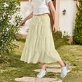 thumbnail image 7 of Lutiedan Girls' Maxi Skirts Tiered Elastic Waist Drawstring Flowy Skirts Ruffle Pleated Casual Summer Long Skirts Size 3-15, 7 of 7