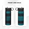 thumbnail image 5 of 18oz Straw Lid Space Bottle 2.9×8.9in Double-Layer Insulated Leak-Proof Bottle Straw Cup Lid Convenient For Carrying Darkcyan Buffalo Plaid Check Tartan Scotland_4, 5 of 8