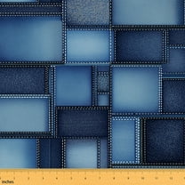 Castle Fairy Geometric Plaid Fabric by the Yard 1 Yard,Abstract Denim Home Decor Fabric by the Yard,Lattice Patchwork Room Decor Fabric by the Yard,Ultra Soft Gradient Home Decor