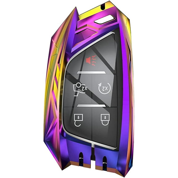 For Cadillac Escalade Key Fob Cover, Metal Key Fob Case for Cadillac Escalade CTS SRX XT4 ATS STS CT6 SRX with Keychain