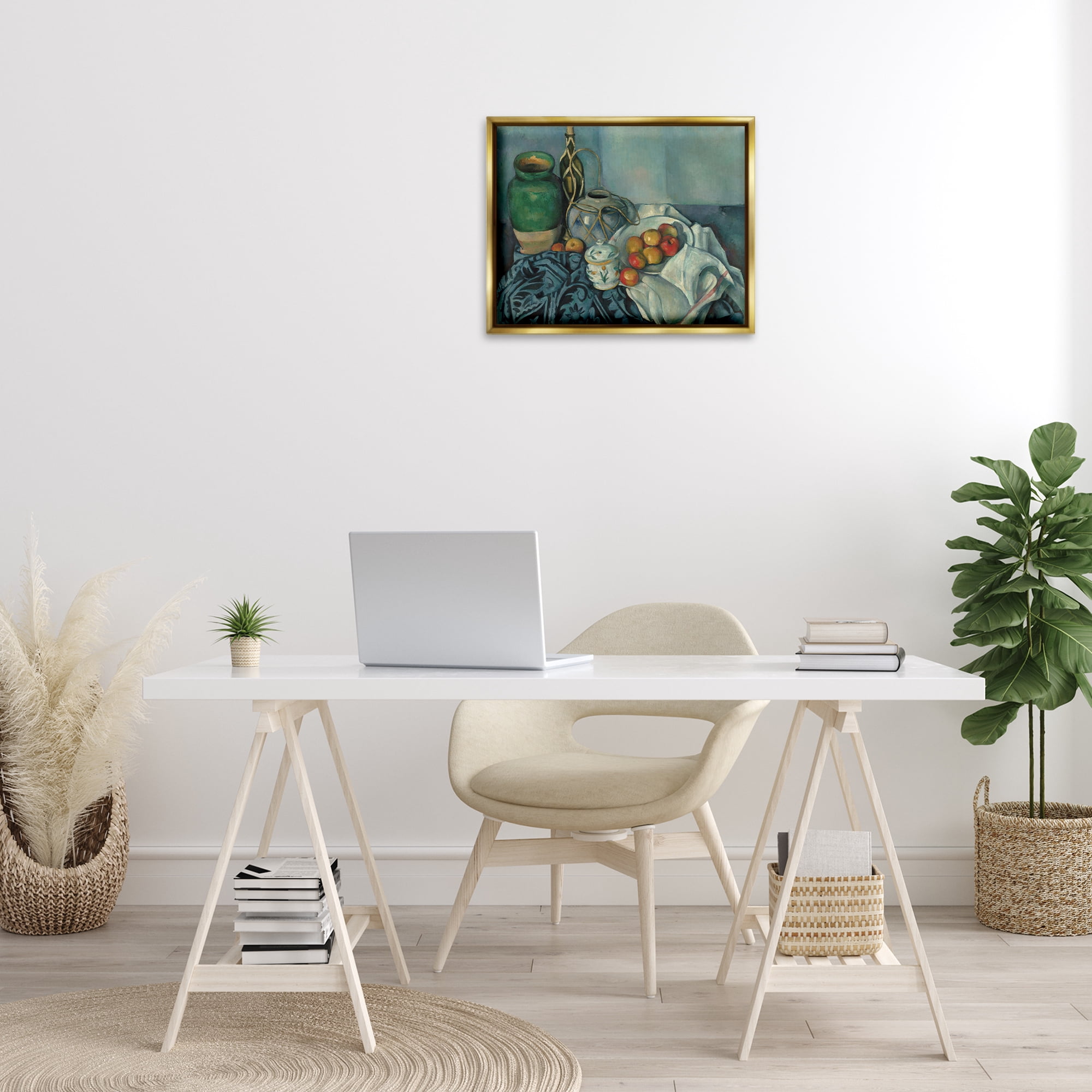 Stupell Industries Classic Cezanne Apples Still Life Food & Beverage Painting Gold Floater Framed Canvas Art Print Wall Art, 21 x 17