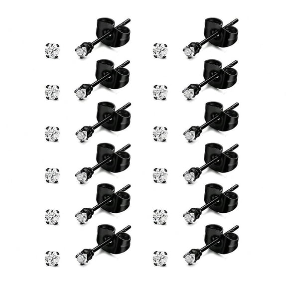 DESIGNICE 6 Pairs Tiny 2Mm Stainless Steel Stud Earrings for Mens Womens Cz Round Ball Cartilage Earrings Set