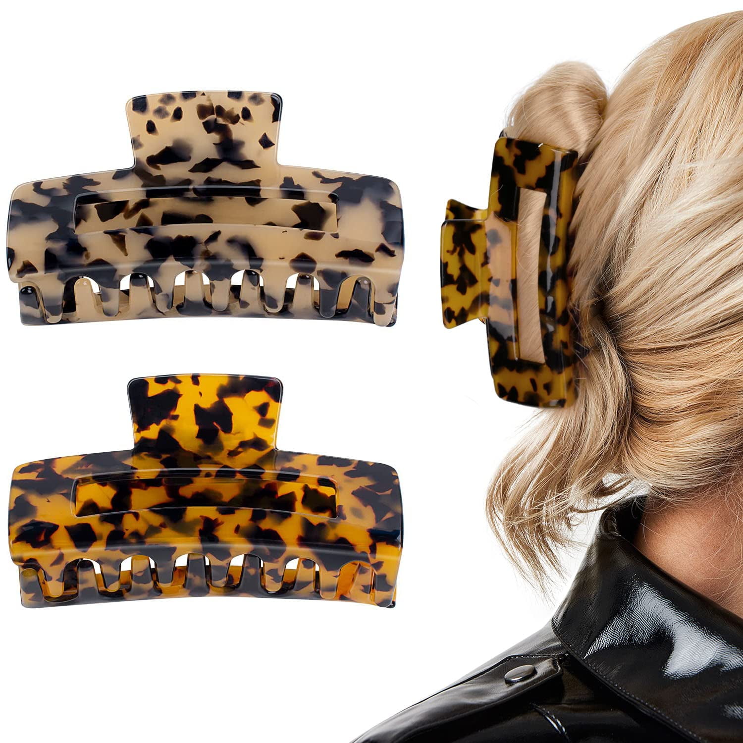 Hair Claw Clips, Big 4 Inch Tortoise Hair Banana Barrettes, Acrylic