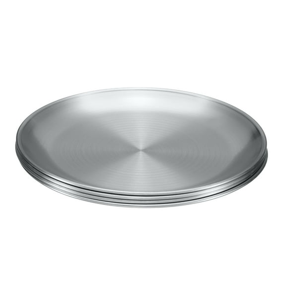 8pcs Stainless Steel Plates 9 Inch Dinner Plate for Main Dishes, Silver Tone