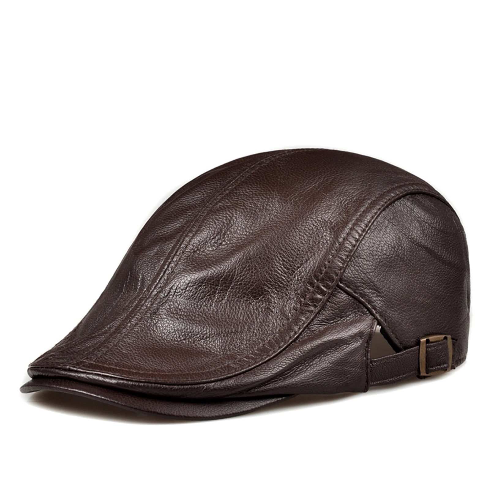 Winter Unisex Genuine Leather Thin Berets Hats For Men/Women Leisure Black/Brown Fitted Bonnet ,Classic Design
