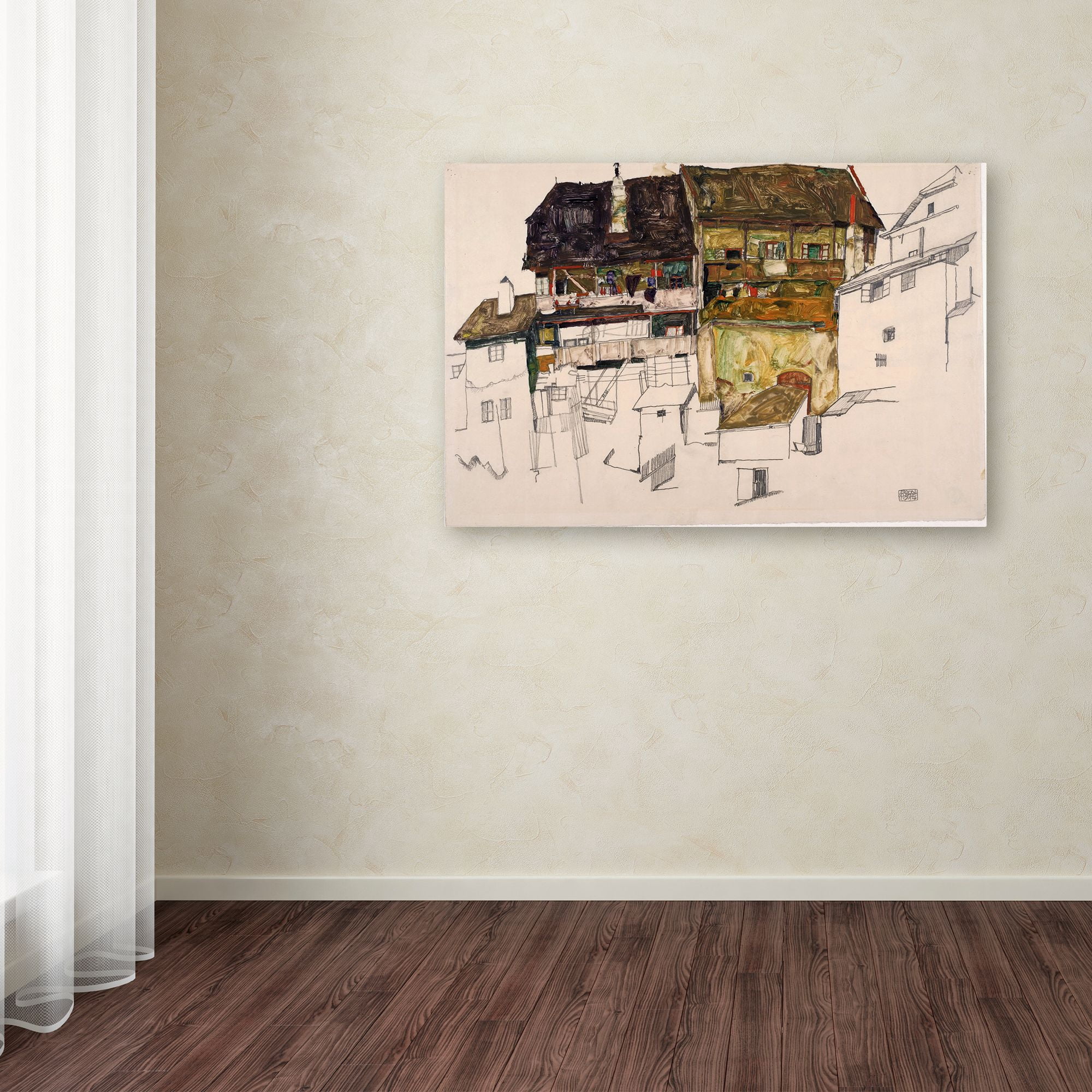 Trademark Fine Art 'Old Houses In Krumau' Canvas Art by Egon Schiele