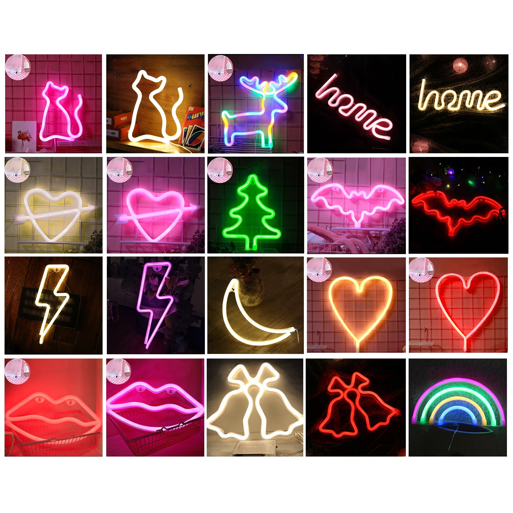 LED Light Up Lights Standing Hanging Decorative Sign Symbol Heart Numbers 