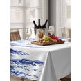 thumbnail image 6 of Navy Blue Table Cloth, Waterproof Tablecloth for Rectangle Tables, Summer Botanical Leaves Watercolor Reusable Washable Fabric Table Cover for Restaurant Kitchen Dining Tables 60"x102", 6 of 9