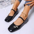thumbnail image 6 of Gpaecead Women's Rhinestone Embellished Mary Jane Flats Square Toe Patent Leather Adjustable Buckle Dress Shoes For Wedding School Black, 6 of 8