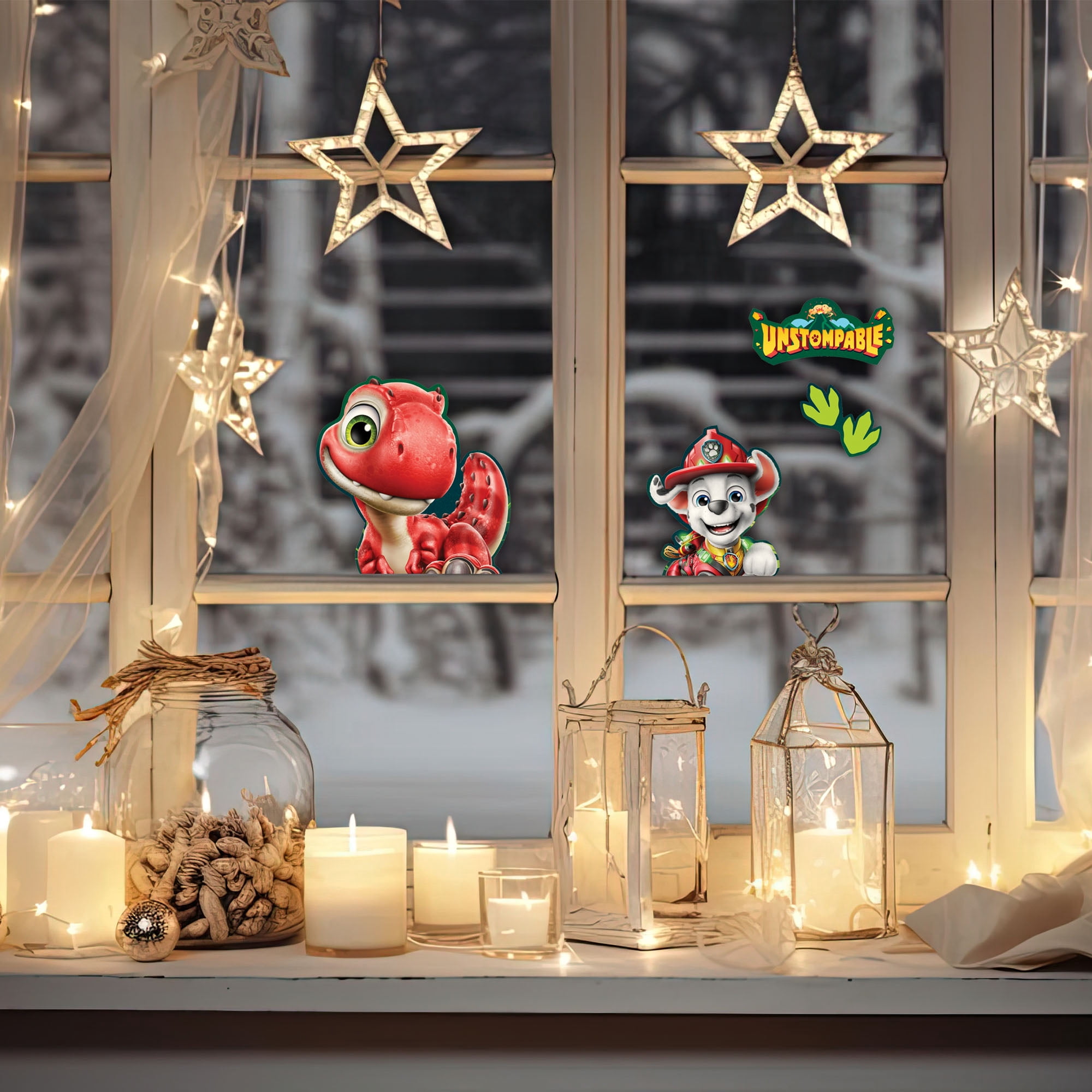 PAW Patrol Dino Rescue Static Window Clings – 4 Pack Kids’ Decoration
