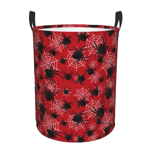 Balery A Web With A Spider 1 Cesta de ropa redonda con asas, impermeable, independiente, para ropa, juguetes, dormitorio y familia-Small