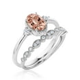 thumbnail image 3 of Beautiful Boho And hippie 1.85 Carat Oval Cut Morganite And Diamond Moissanite Engagement Ring, Wedding Ring, One Matching Band in 925 Sterling Silver With 18k White Gold Plating Romanic Gift For Her, 3 of 3