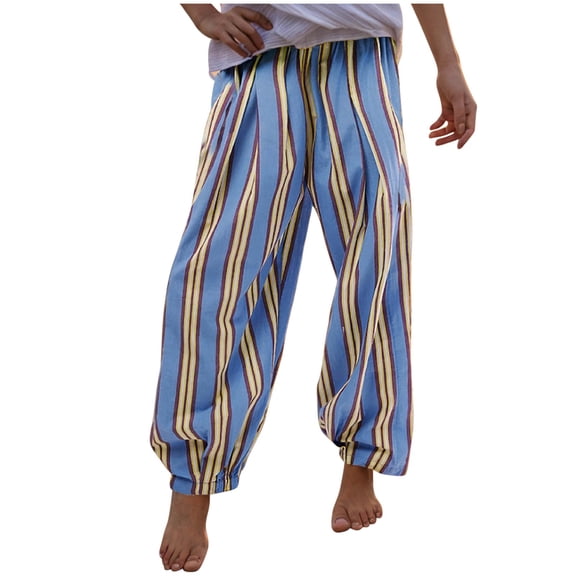 Iyufng Straight Pants for Women Plus Size,Women Pants Women's Striped Casual Pants with Wide Legs Comfortable and Loose Fitting Pants,Gifts for Women