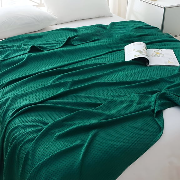 AUQ Cooling Cotton Waffle King Size Blanket - Lightweight Breathable Spring Blanket of Rayon Derived for Hot Sleepers,Luxury Throws for Bed,Couch and Sofa