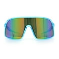 thumbnail image 5 of Boys Kids Size Color Mirror Large Shield Sport MTB Plastic Sunglasses Blue - Orange Mirror, 5 of 8