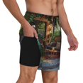 thumbnail image 2 of Naloa Charming Garden Patio Print Men Swim Trunks with Compression Liner ,Board Shorts,Men's Swim Shorts with Drawstring and Elastic Waistband-3X-Large, 2 of 6