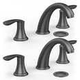 thumbnail image 1 of Bathroom Sink Faucet, Faucet for Bathroom Sink, Widespread Brushed Nickel Bathroom Faucet 3 Hole with Stainless Steel Pop Up Drain and cUPCFree Hose - (Brushed Nickel), 1 of 9