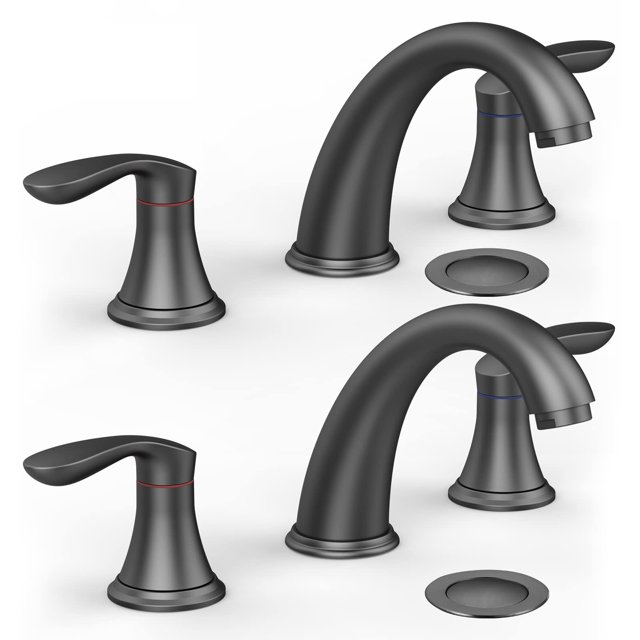 Bathroom Sink Faucet, Faucet for Bathroom Sink, Widespread Brushed Nickel Bathroom Faucet 3 Hole with Stainless Steel Pop Up Drain and cUPCFree Hose - (Brushed Nickel)