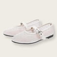 thumbnail image 2 of Gpaecead Women's Rhinestone Mesh Breathable Flats Closed Toe Thin Strap Buckle Versatile Glam Summer Shoes, White, 2 of 6