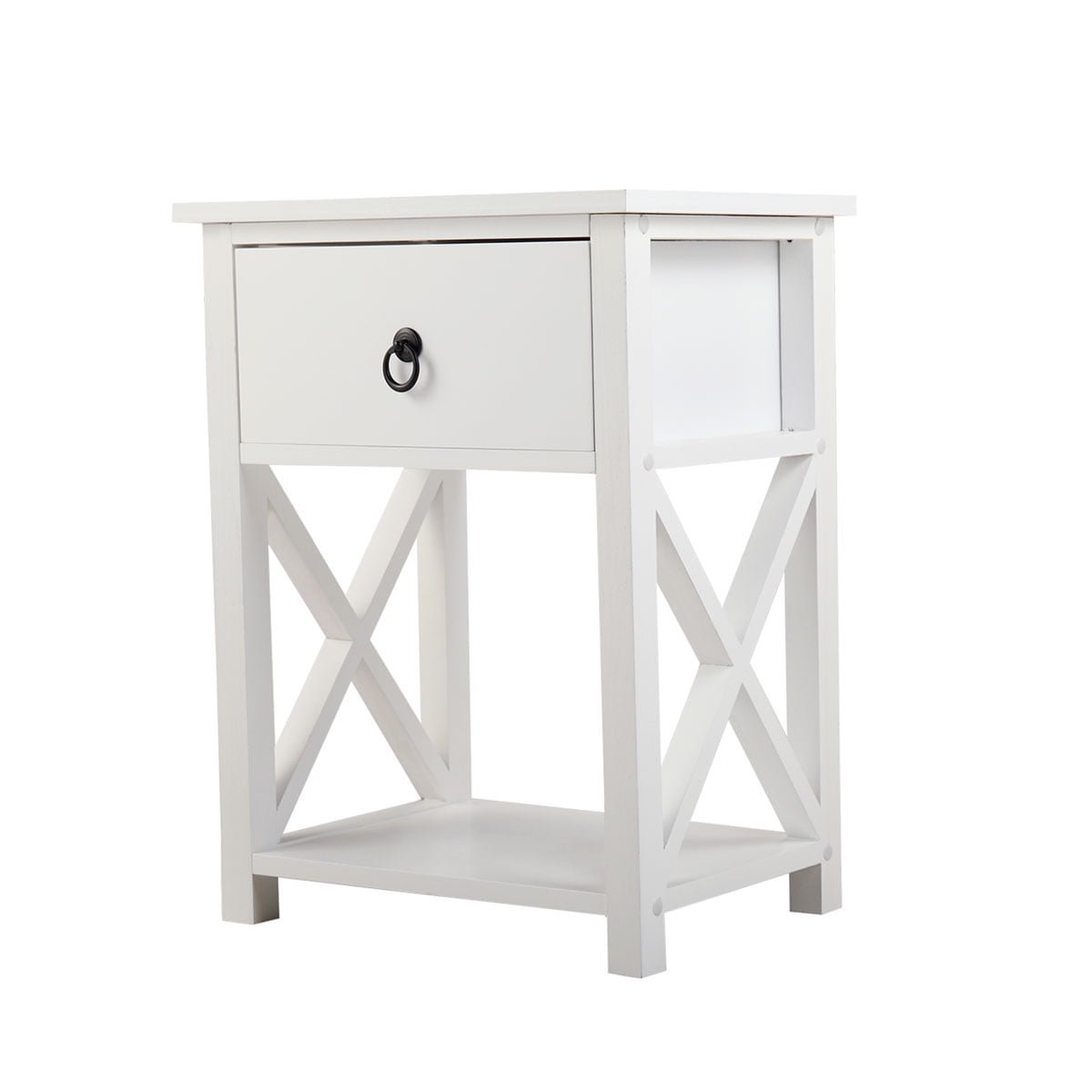Kepooman Wooden Night Stand Set of 2, Side End Table Storage Cabinet for Bedroom Living Room - White Kepooman Wooden Night Stand Set of 2, Side End Table Storage Cabinet for Bedroom Living Room - White