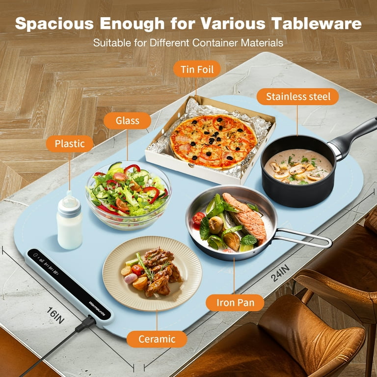 Food Warming Mat - Silicone Electric Warming Tray For Buffets Party, Rollable & Foldable Food Heating Mat Countertop, 3 Temps Settings, Auto Shut-Off, Ideal For Gatherings, Parties, X Large Size