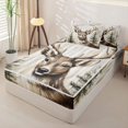 thumbnail image 2 of Castle Fairy Vintage Wood Plank Deer Zipper Full Size Comforter Sets with Fitted Sheet and 2 Pillowcases,Pine Tree Oil Paint Zipper Bedding Set,Taupe Brown Green,Black Reversible,4pcs, 2 of 6