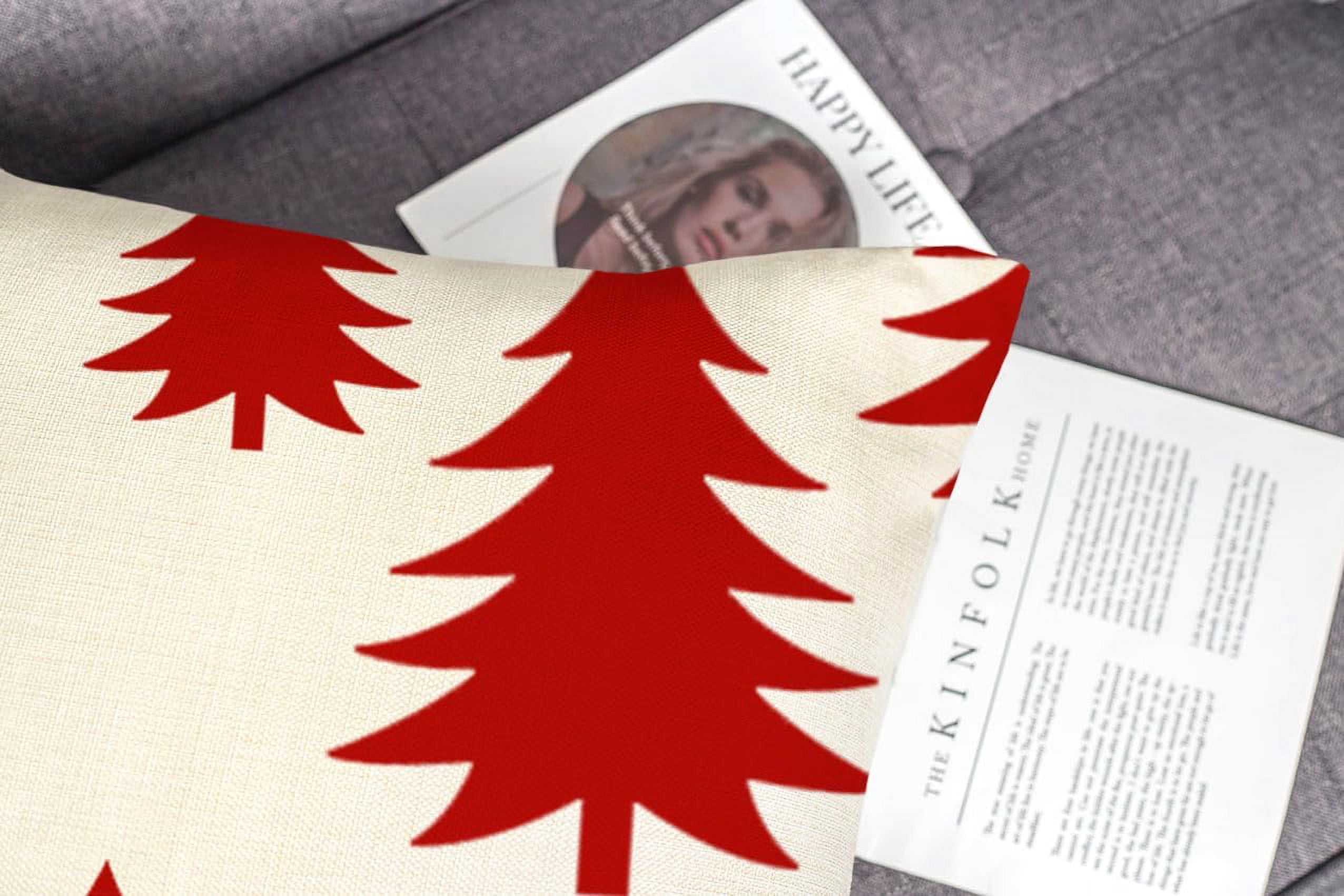 Red Christmas Pillow Covers 18x18 Set of 4 Farmhouse Christmas Decorations Merry Christmas Tree Snowflake Winter Holiday Decor Throw Cushion Case for Home Couch S23C01