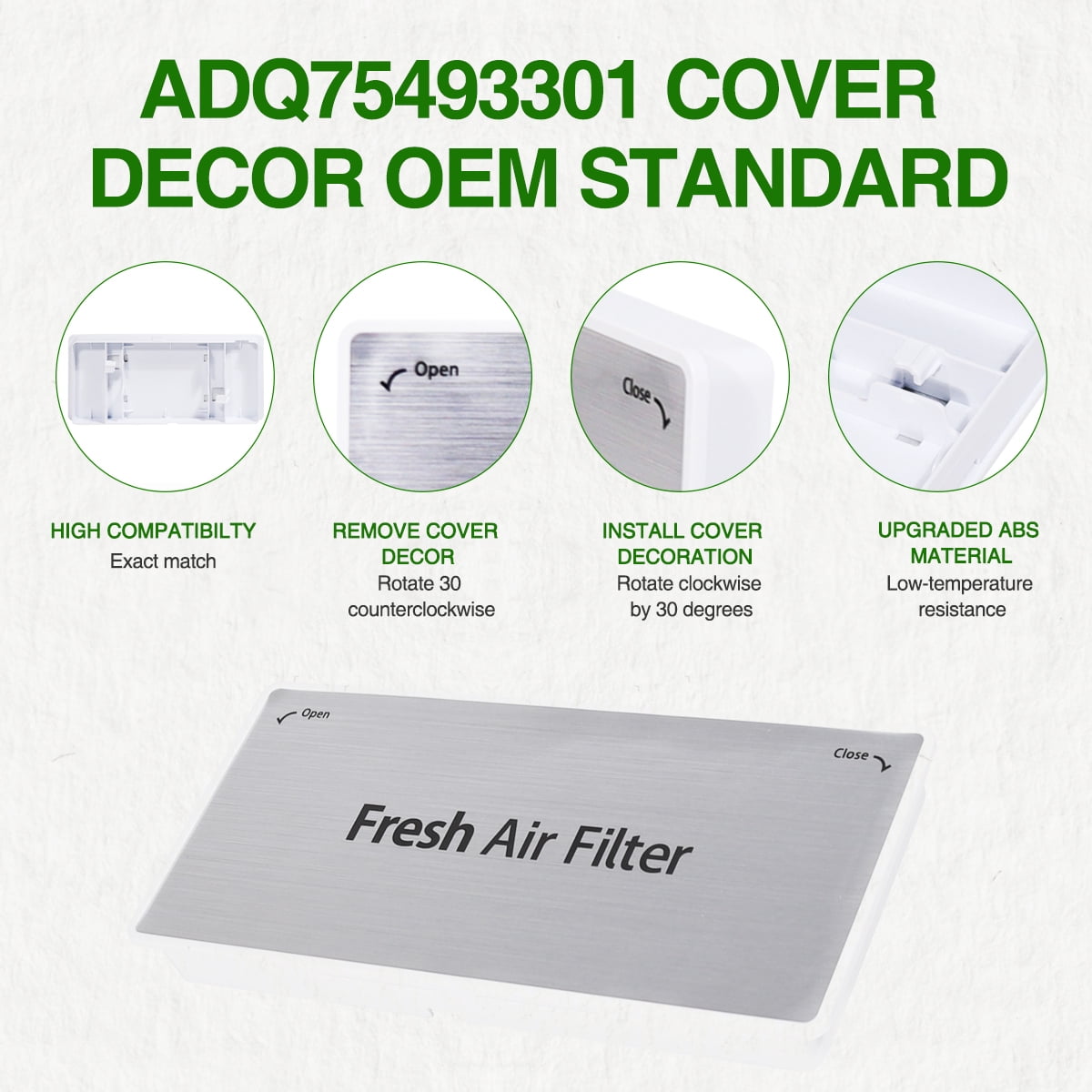 ADQ75493301 Refrigerator Air Filter Cover Replacement Compatible with LG Refrigerators, Fits LRMVS3006S LRMDS3006S LRMVC2306S LRMDC2306D LRFVC2406S LRFDS3016S