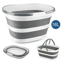 Efoee Foldable Bucket,Mop Bucket with Handle,Car Wash Bucket,Laundry Bucket-16L(4.2Gallon) Portable Plastic Bucket for Household Cleaning,Camping,Floor,Windows,Grey.