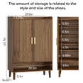 thumbnail image 3 of Semiocthome 6-Tier Shoe Cabinet with Line Groove Design and Adjustable Shelves for Entryway, Walnut, 3 of 9