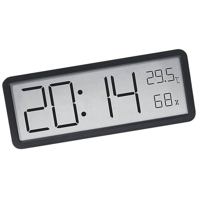 DOLITY Digital Wall Clock Desktop Clock Multipurpose Large Display Temperature Display Humidity Display for Classroom Office Bedroom Black