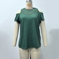 thumbnail image 6 of Jalioing Summer Tunic Shirts for Women Cold Shoulder Short Sleeve Hollowed Fashion Tops Casual Trendy Blouses, 6 of 9