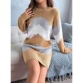 thumbnail image 5 of Women Sweater Dress Color Block Casual Fall Long Sleeve Knit Crewneck Short Dresses Khaki L, 5 of 9