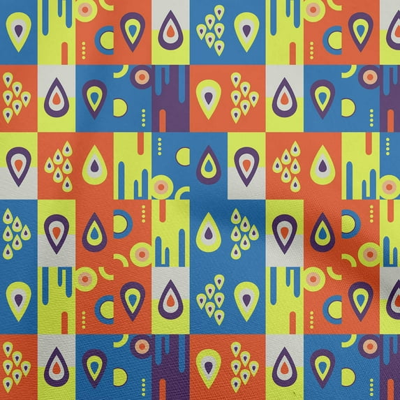 oneOone Cotton Cambric Teal Blue Fabric Abstracts Craft Projects Decor Fabric Printed By The Yard 56 Inch Wide