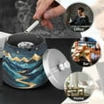 thumbnail image 4 of Yayeee Ashtray with Lid for Cigarette Smokeless Stainless Steel Home Ash Holder, Dark Mountains, 4 of 7