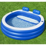 H2OGO! Splash Paradise Family Pool 7'7 x 7'2 x 31 - Inflatable, Blue & White, Bestway, 225 Gallon Capacity, Outdoor & Backyard, Bench Seat, Built-In Cupholders, Suitable For Children Ages 6+