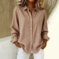 thumbnail image 2 of IMENGL Women's Long Sleeved Shirts Spring And Autumn Striped Printed Button Down Shirts Retro Shirts Fashionable Daily Casual Tops Coffee XL, 2 of 4