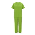 thumbnail image 5 of Womens Nursing Uniform Sets Pocket Caregiver Short Sleeve V-Neck Blouses+Drawstring Pants Solid Color Loose Working Set Suit Mint Green M, 5 of 6