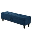 thumbnail image 3 of Blue Fabric 59" Bed End With Storage, Modern Style For Bedroom, Living Room, Hallway Arrangement Bench Storage Space. Contemporary Various Areas. Button , Smooth Fabric, Legs. Easy To Put Together., 3 of 6
