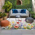 thumbnail image 2 of Watercolor Floral Spring Outdoor Rug for Patio/Deck/Porch, Non-Slip Large Area Rug 5 x 8 Ft, Botanical Summer Oil Painting Indoor Outdoor Rugs Washable Area Rugs, Reversible Camping Rug Carpet Runner, 2 of 8