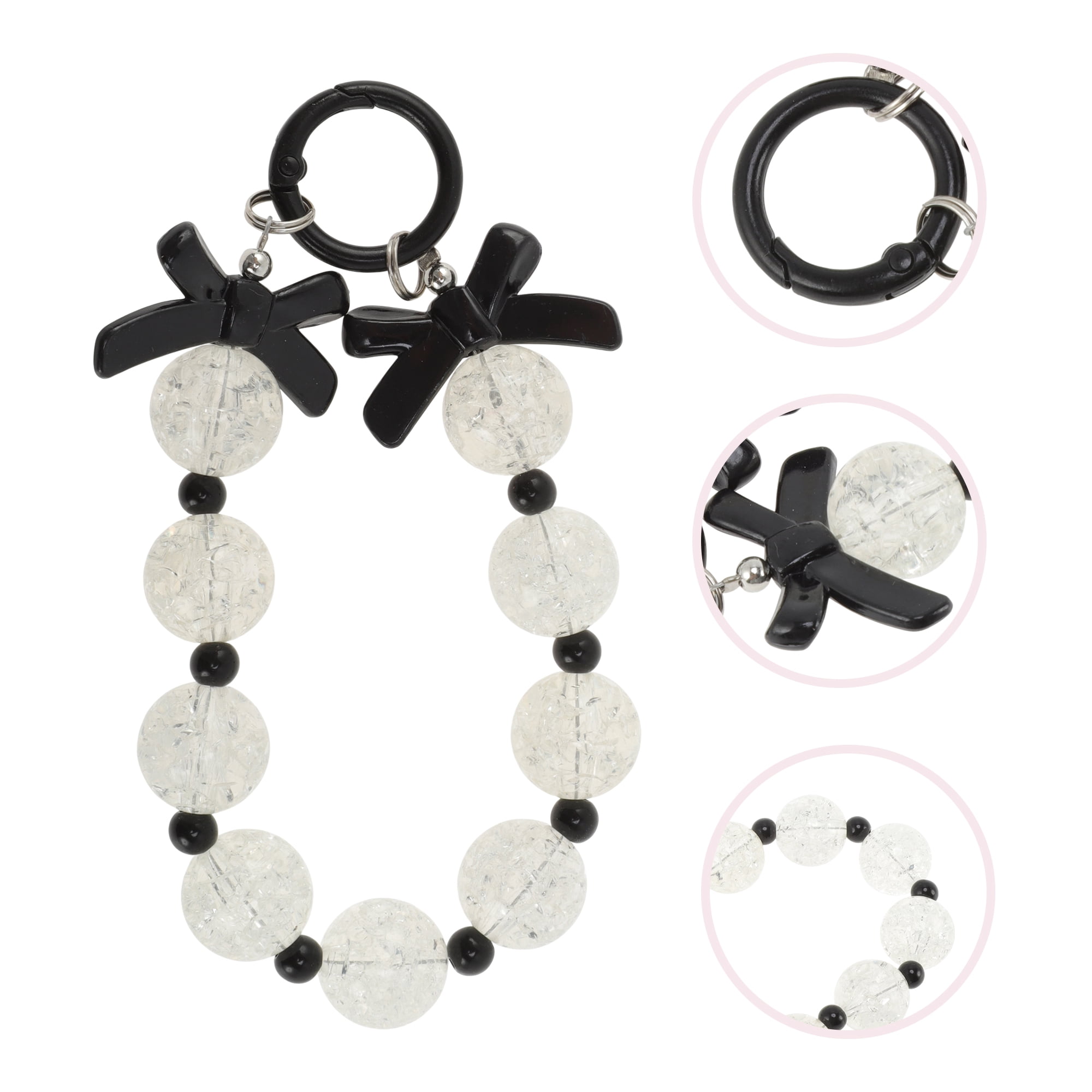 Unique Bargains Durable Bow Phone Charm 1Pc Black, White