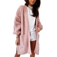 thumbnail image 1 of FASHIONWT Women Warm Winter Kaftan Mid-length Knitted Fabric Cardigan, 1 of 4