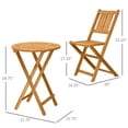 thumbnail image 5 of 3-Piece Outdoor Acacia Wood Bistro Set, Teak Folding Patio Table and 2 Chairs for Garden, Balcony, Porch, Rustic Foldable Furniture Set, No Assembly Required, 5 of 7