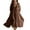 Coffee, variant on Linen Dresses For Women 3/4 Sleeves Roll Up Drawstring Front Pull Rope V Neck Tunic Dress Flowy A Line Maxi Dress Long Beach Dress