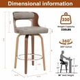 thumbnail image 6 of FANCROU 26 inch Swivel Counter Height Bar Stools Set Of 1, PU Leather Seat With Bentwood Back And Legs, Gray, 6 of 6