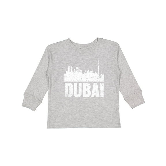 Inktastic Dubai City Skyline with Grunge Boys or Girls Long Sleeve Toddler T-Shirt
